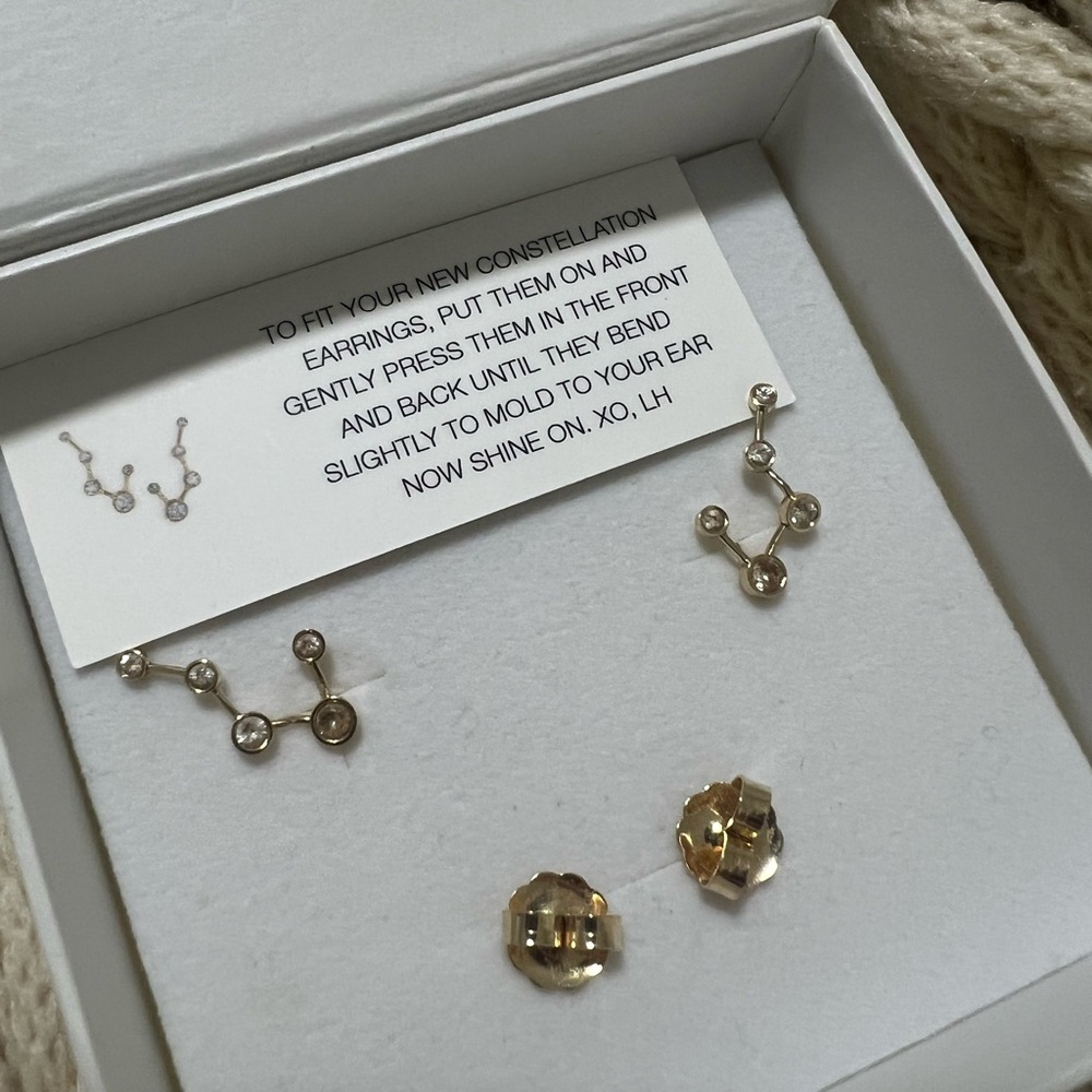 Logan Hollowell 14k Gold and Silver Constellation Earrings diamonds